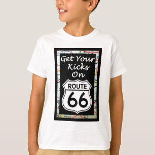 地図が付いているルート66のあなたの蹴りを得て下さい Tシャツ