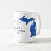 地図すばらしいミシガン州および紋章付き外衣 コーヒーマグカップ (正面右)