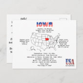 地図と有用な情報に関するアイオワアメリカ州 シーズンポストカード (正面/裏面)