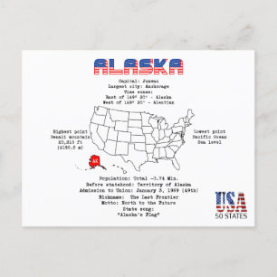 地図と有用な情報に関するアラスカ・アメリカ州 シーズンポストカード