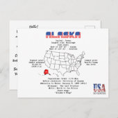 地図と有用な情報に関するアラスカ・アメリカ州 シーズンポストカード (正面/裏面)