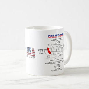 地図と有用な情報に関するカリフォルニアのアメリカ州 コーヒーマグカップ
