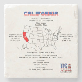 地図と有用な情報に関するカリフォルニアのアメリカ州 ストーンコースター