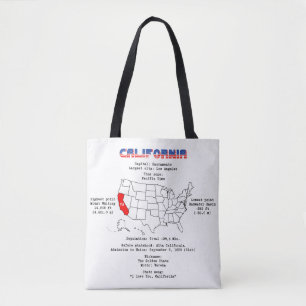 地図と有用な情報に関するカリフォルニアのアメリカ州 トートバッグ