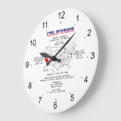 地図と有用な情報に関するカリフォルニアのアメリカ州 ラージ壁時計 (傾斜)