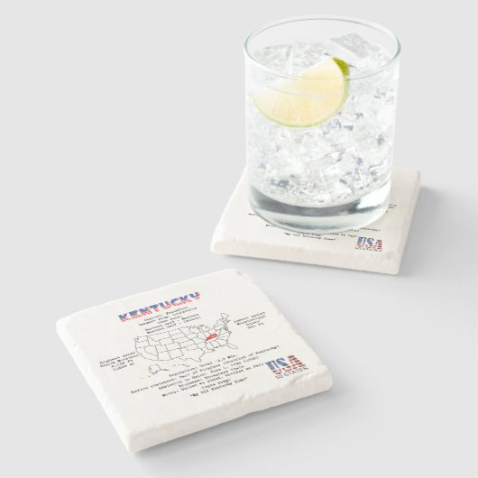 地図と有用な情報に関するケンタッキーのアメリカ州 ストーンコースター (横)