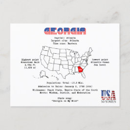 地図と有用な情報に関するジョージア・アメリカ州 シーズンポストカード