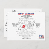 地図と有用な情報に関するニューメキシコ州 シーズンポストカード (正面/裏面)