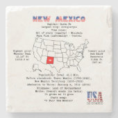 地図と有用な情報に関するニューメキシコ州 ストーンコースター (正面)