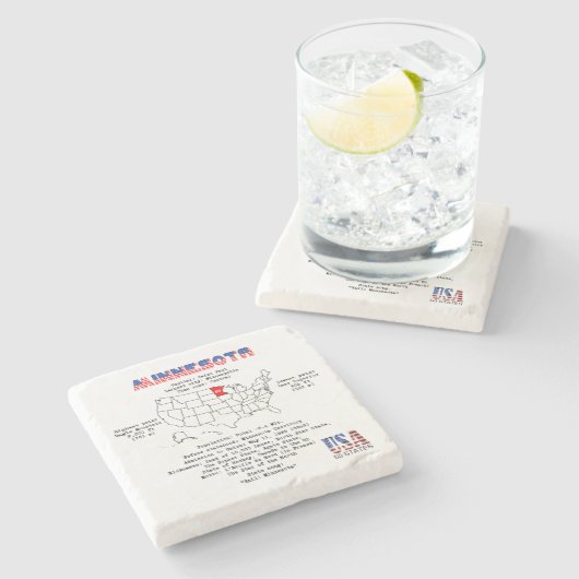 地図と有用な情報に関するミネソタ・アメリカ州 ストーンコースター (横)