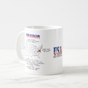 地図と有用な情報に関するVirginia American州 コーヒーマグカップ