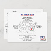 地図と有用な情報のアラバマ州 シーズンポストカード (正面/裏面)