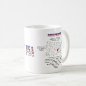 地図と有用な情報のアーカンソー州 コーヒーマグカップ (正面右)
