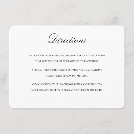 地図と白黒の方向カード エンクロージャーカード (正面)