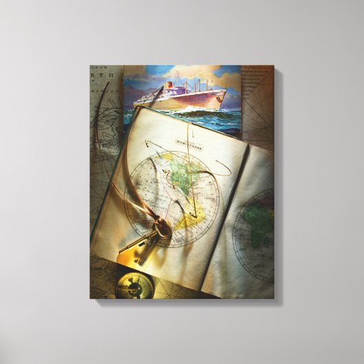 地図と羅針盤 キャンバスプリント (正面)