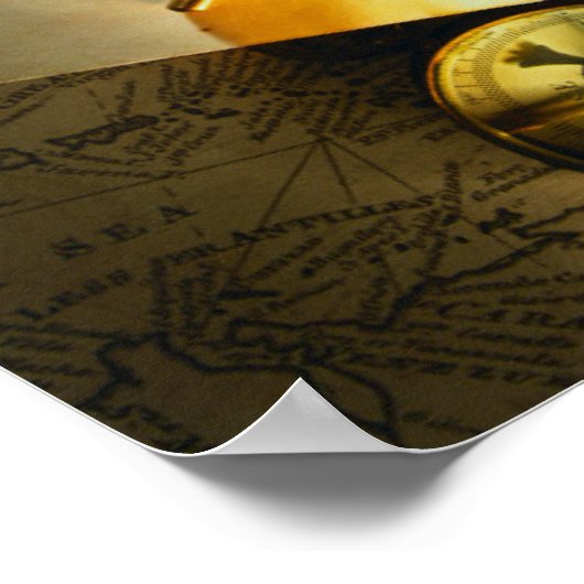 地図と羅針盤 ポスター (角)