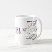 地図と詳細のサウスカロライナ州州 コーヒーマグカップ (正面右)