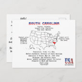 地図と詳細のサウスカロライナ州州 シーズンポストカード (正面/裏面)