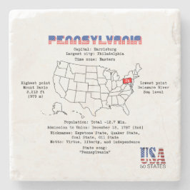 地図と詳細のペンシルベニア州アメリカの州 ストーンコースター