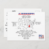 地図と詳細のミシシッピーアメリカ州 シーズンポストカード (正面/裏面)