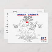 地図と詳細の北ダコタアメリカ州 シーズンポストカード (正面/裏面)