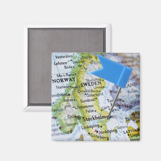 地図にはスウェーデンのストックホルムの地図にピンを置いた。 マグネット (正面/裏面)