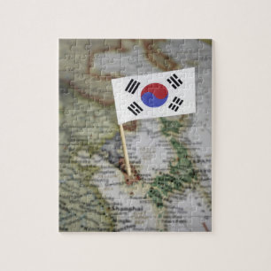 地図に記載された韓国国旗 ジグソーパズル