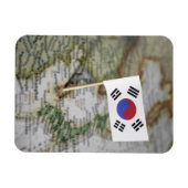 地図に記載された韓国国旗 マグネット (横)