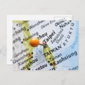 地図に載せた地図のピンは台北,台湾, ポストカード (正面/裏面)