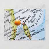 地図に載せた地図のピンは台北，台湾， ポストカード (正面)
