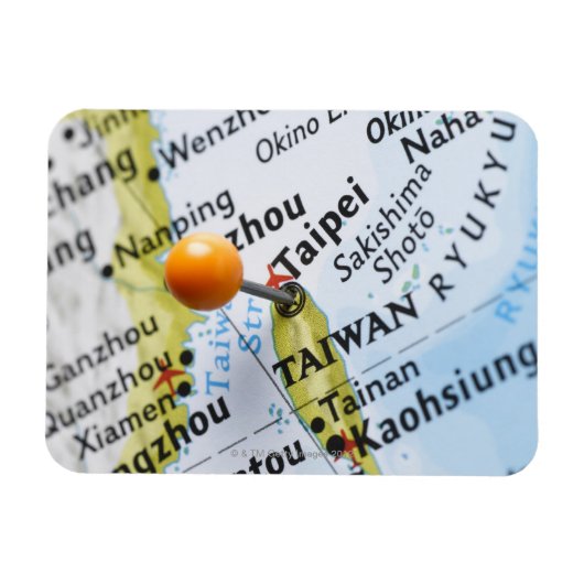 地図に載せた地図のピンは台北，台湾， マグネット (横)