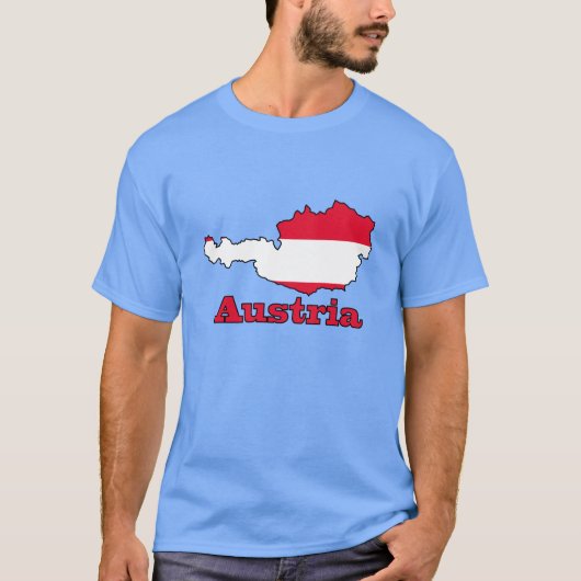 地図のオーストリアの旗 Tシャツ (正面)