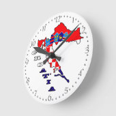 地図のクロアチアの旗 ラウンド壁時計 (傾斜)