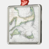 地図のケープコッド、Nantucketのマーサのブドウ園 メタルオーナメント (左)