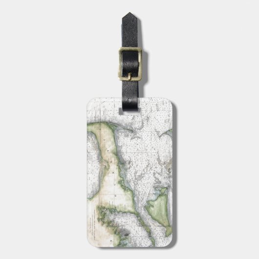 地図のケープコッド、Nantucketのマーサのブドウ園 ラゲッジタグ (正面縦)