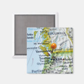 地図のピンはカナダのバンクーバーに置かれた マグネット (正面/裏面)