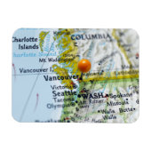 地図のピンはカナダのバンクーバーに置かれた マグネット (横)