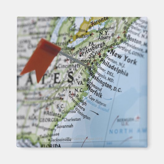 地図のピンはワシントンD.C.に配置され マグネット (正面)