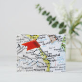 地図のピンは上海に配置され、中国は地図に、 ポストカード (スタンド正面)