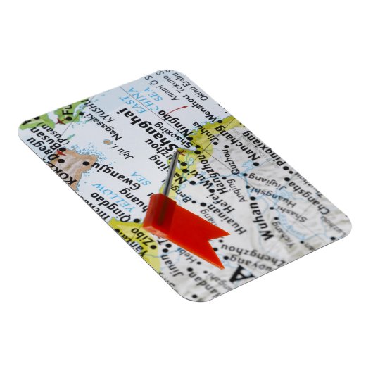 地図のピンは上海に配置され、中国は地図に、 マグネット (右側)