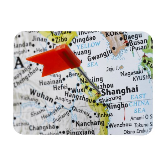 地図のピンは上海に配置され、中国は地図に、 マグネット (横)