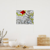 地図のピンは北京に配置され、地図の中国は、 ポスター (キッチン)