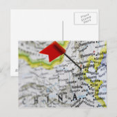 地図のピンは北京に配置され、地図の中国は、 ポストカード (正面/裏面)