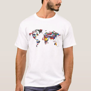 地図の世界の旗 Tシャツ