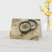 地図の旧式なコンパス カード (黄色い花)