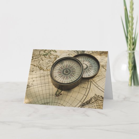 地図の旧式なコンパス カード (正面)