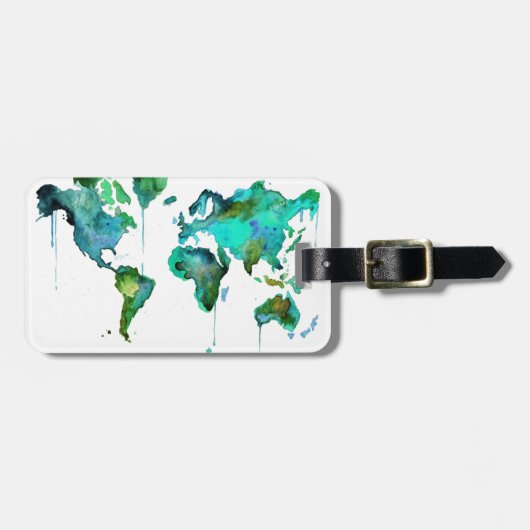 地図の水彩画の世界 ラゲッジタグ (正面横)