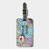 地図の荷物のラベル ラゲッジタグ (正面縦)