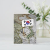 地図の韓国の旗 ポストカード (スタンド正面)