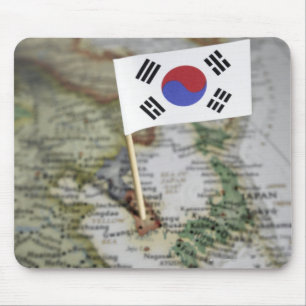 地図の韓国の旗 マウスパッド
